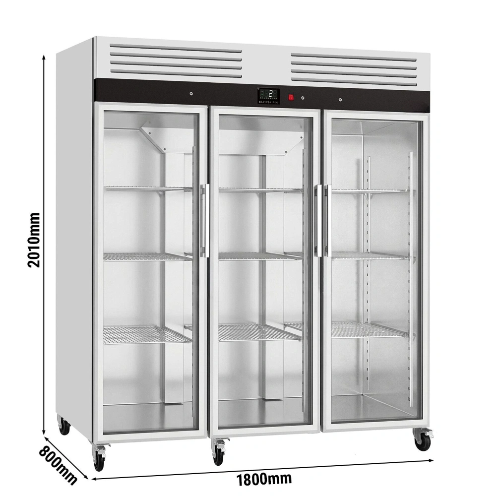Nerezová chladicí skříň ECO – 2100 L – se 3 skleněnými dveřmi