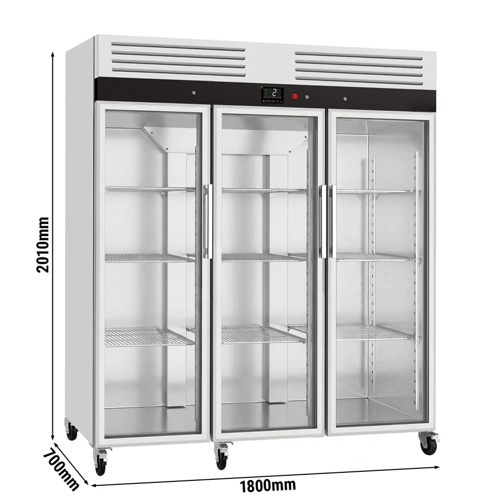 Nerezová chladicí skříň ECO - 1350 L- se 3 skleněnými dveřmi