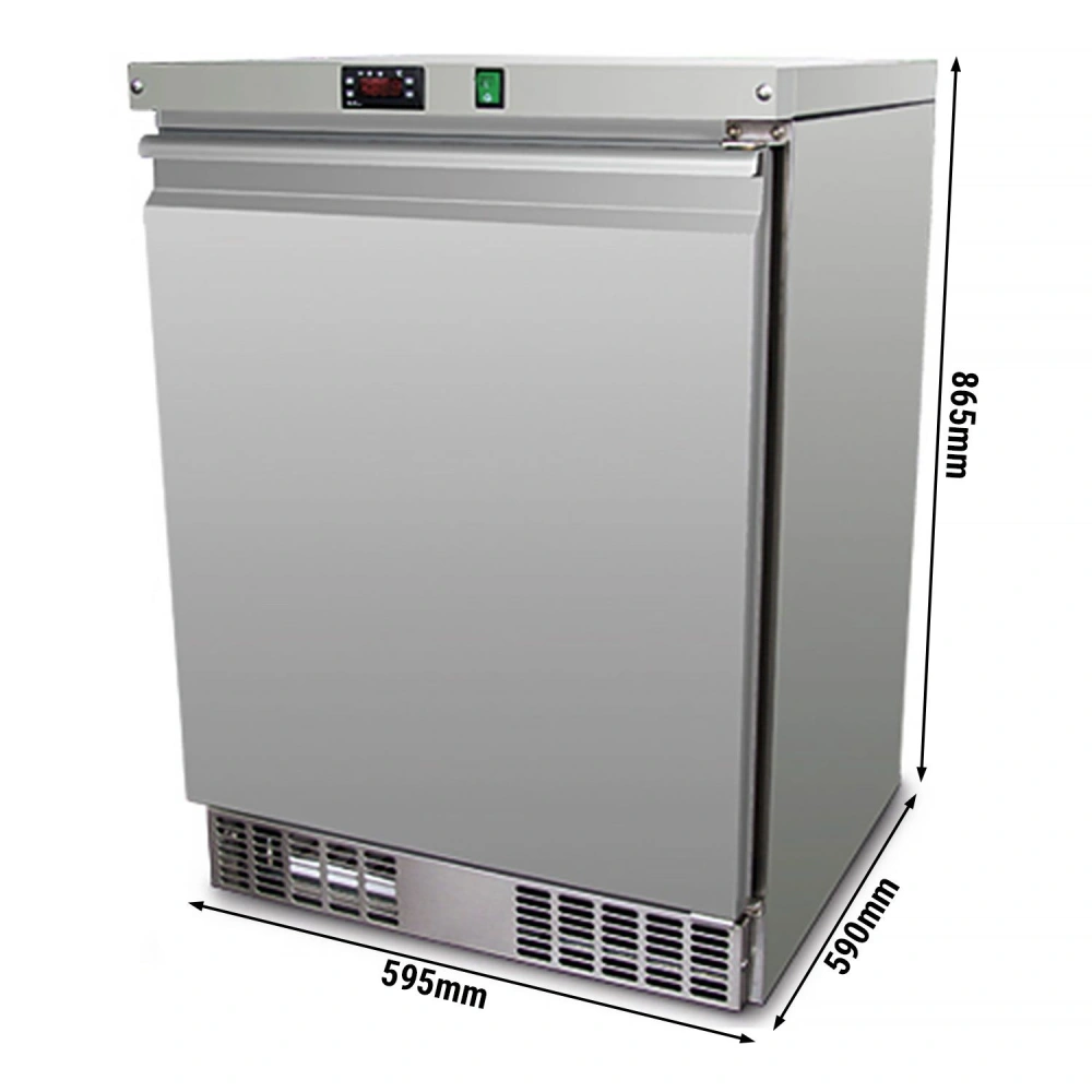 Podpultový mrazák Nerezová ocel PREMIUM - 595 mm - 110 l - až -18 °C - s 1 dveře - Digitální termostat; Statické odmrazování