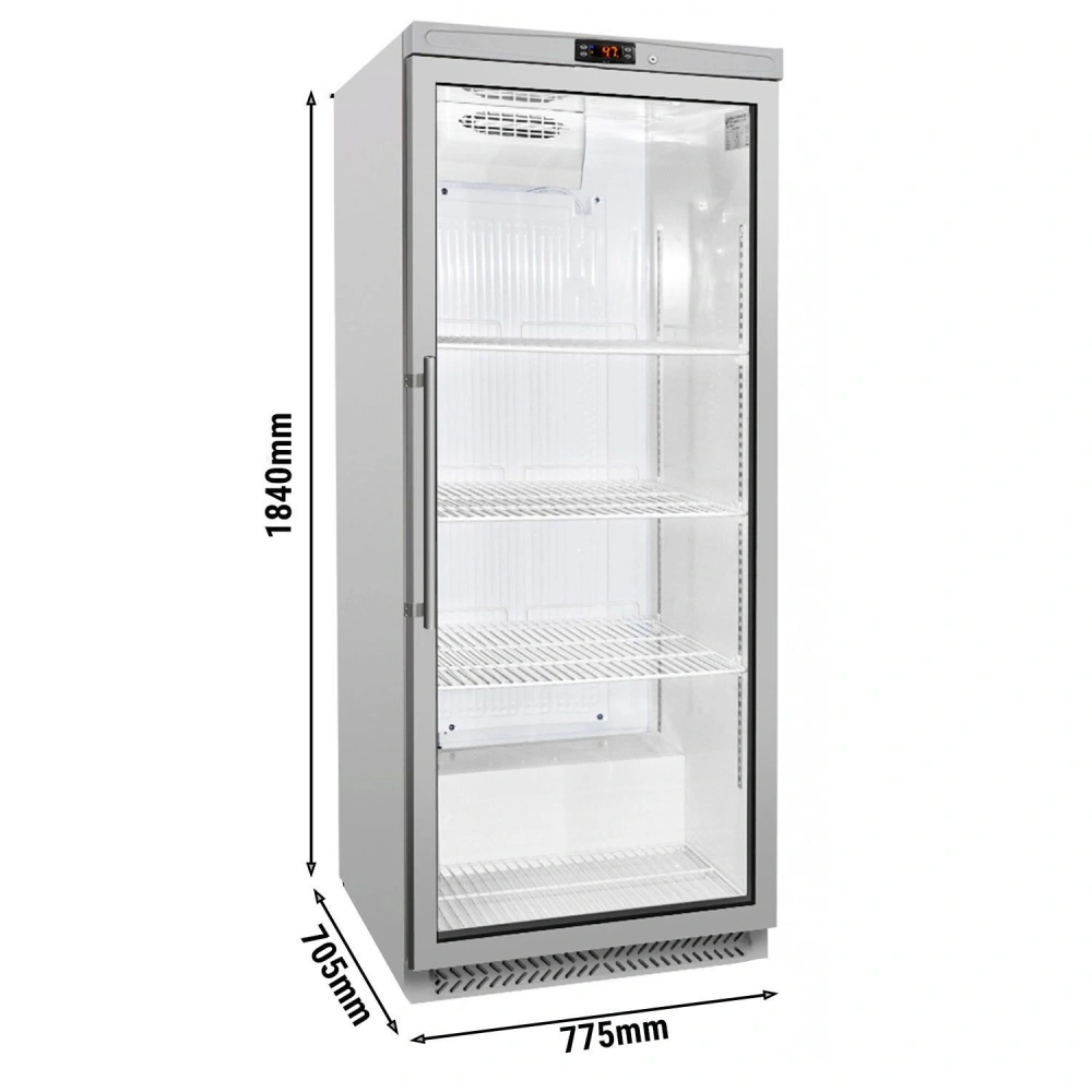 Nerezová chladicí skříň ECO - 580 L - s 1 skleněnými dveřmi