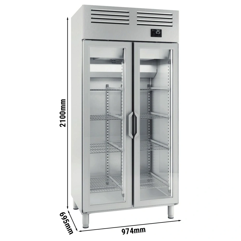 Nerezová chladicí skříň PREMIUM PLUS - GN 1/1 745 L - Se 2 skleněnými dveřmi