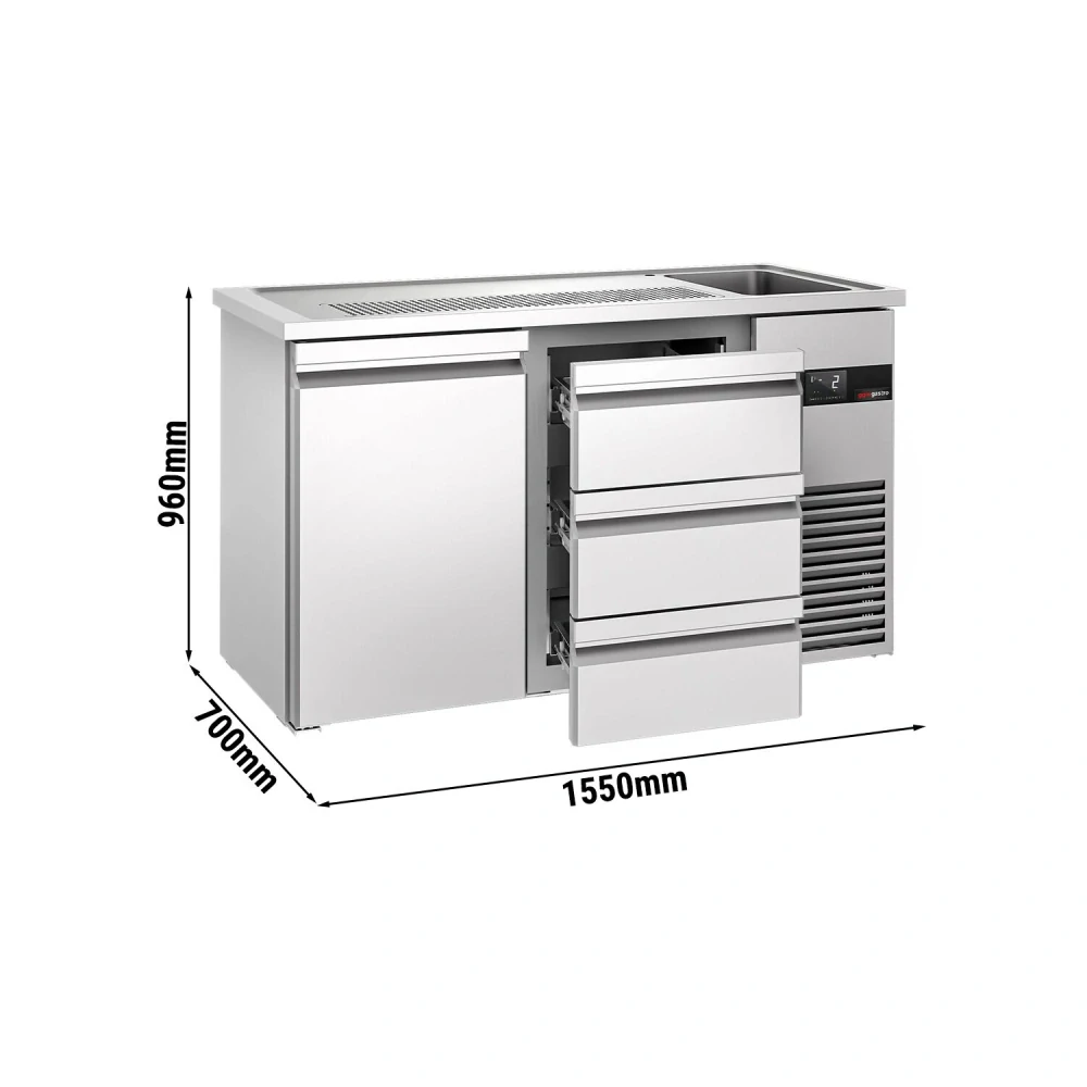 Výčepní pult PREMIUM - 1550x700 mm - 1 dveře & 3 zásuvky
