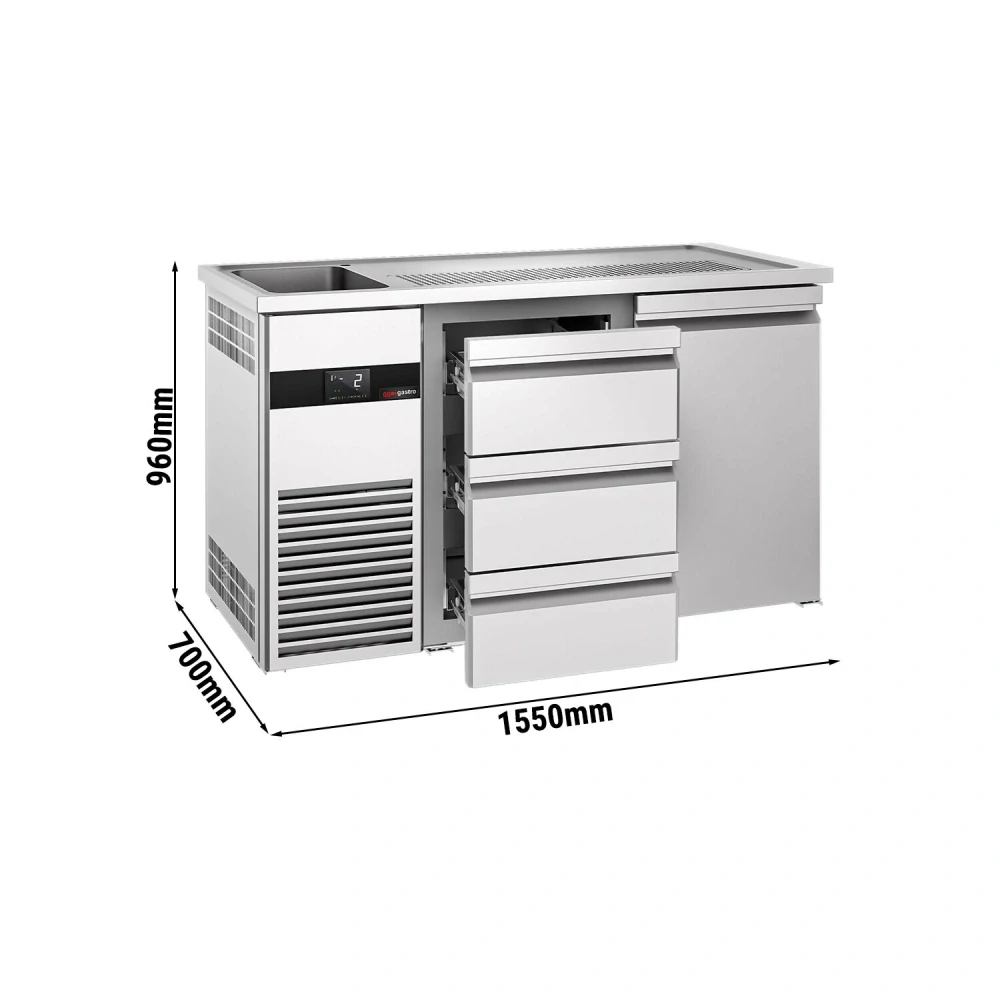 Výčepní pult PREMIUM - 1550x700 mm - 1 dveře & 3 zásuvky