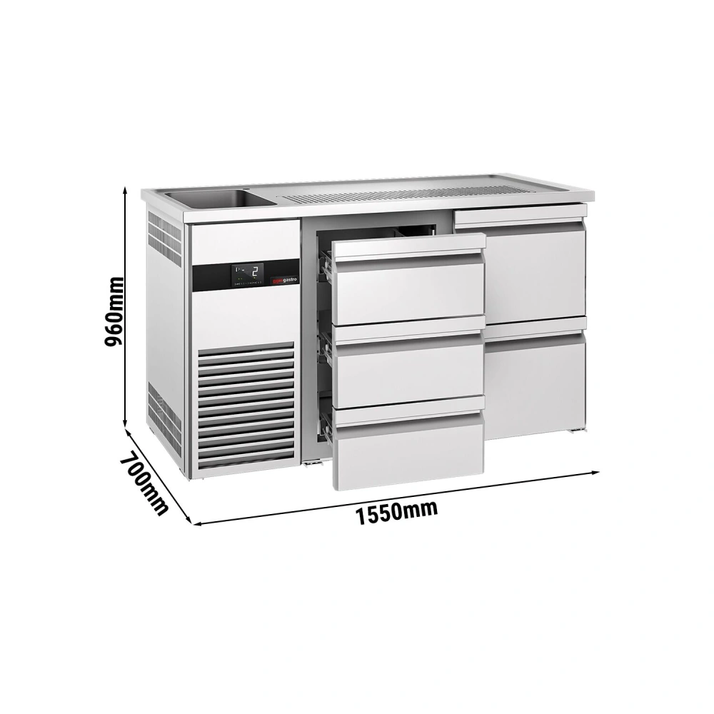 Výčepní pult PREMIUM - 1550x700 mm - 5 zásuvek