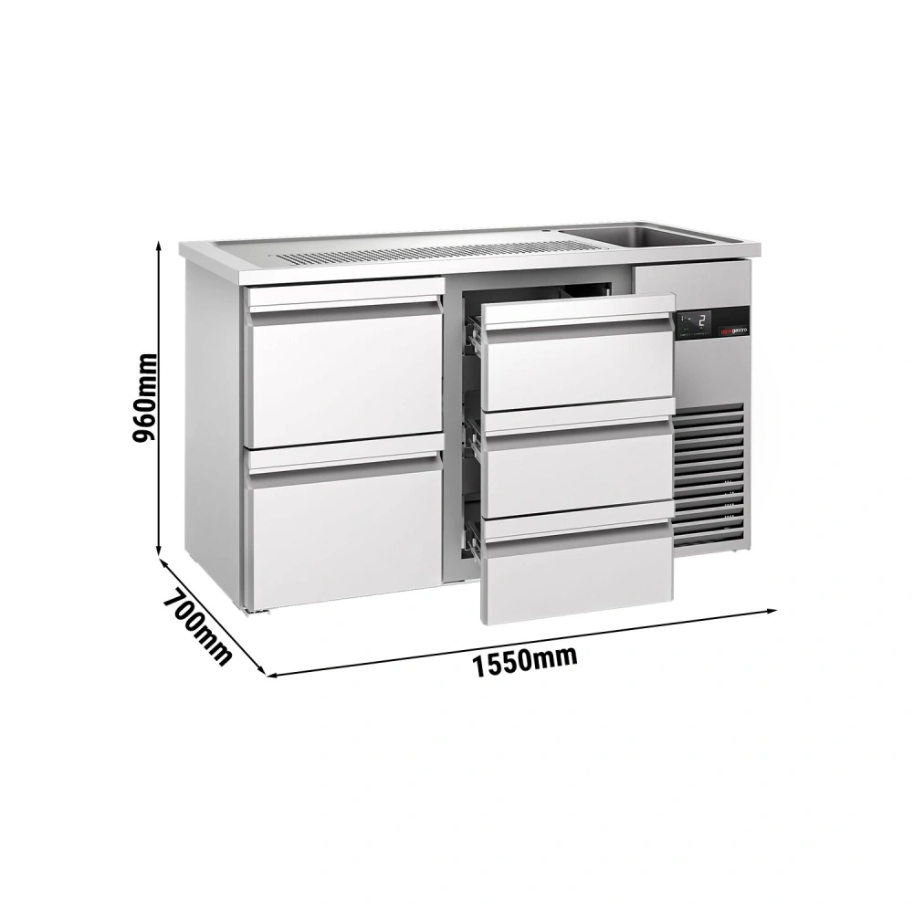 Výčepní pult PREMIUM - 1550x700 mm - 5 zásuvek