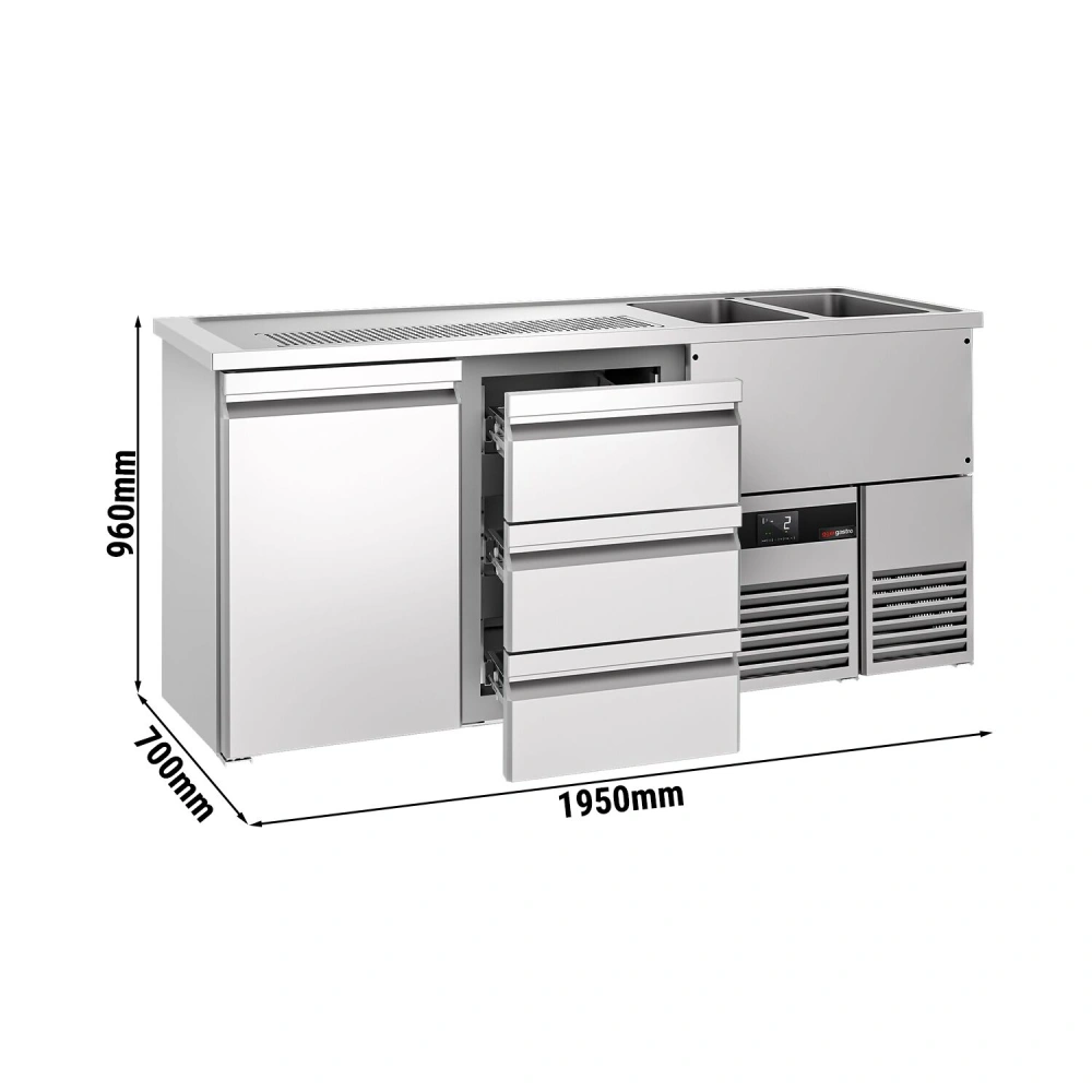 Výčepní pult PREMIUM - 1950x700 mm - 1 dveře & 3 zásuvky