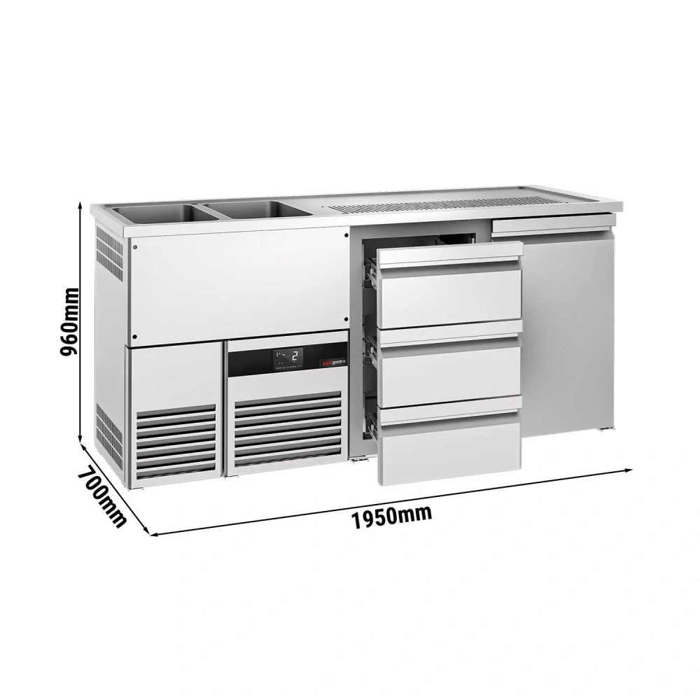 Výčepní pult PREMIUM - 1950x700 mm - 1 dveře & 3 zásuvky