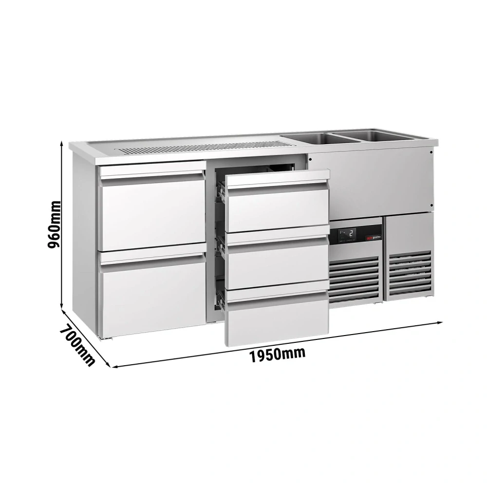 Výčepní pult PREMIUM - 1950x700 mm - 5 zásuvek