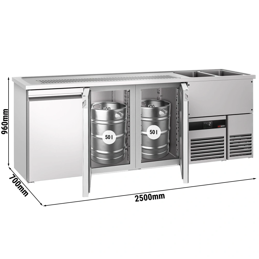 Výčepní pult PREMIUM - 2500x700 mm - 3 dveře