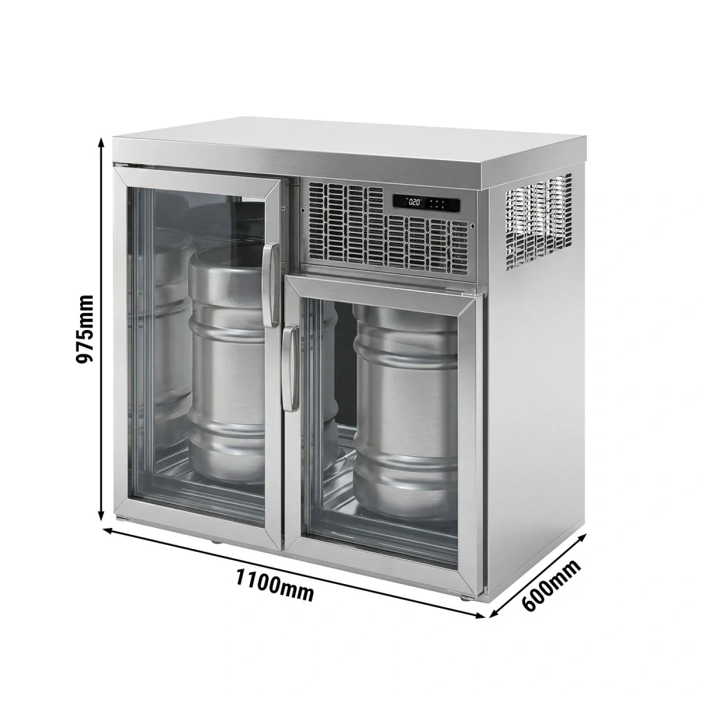 Chladič na sudy - 2x50 L sudy - 1100x600 mm - se 2 skleněnými dveřmi