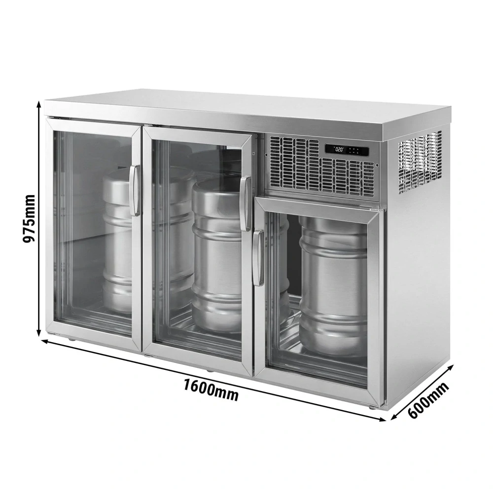 Chladič na sudy - 3x50 L sudy - 1600x600 mm - Se 3 skleněnými dveřmi