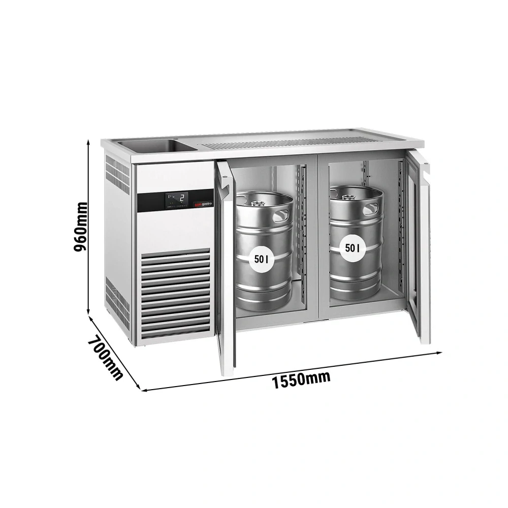 Výčepní pult PREMIUM - 1550x700 mm - 2 skleněné dveře