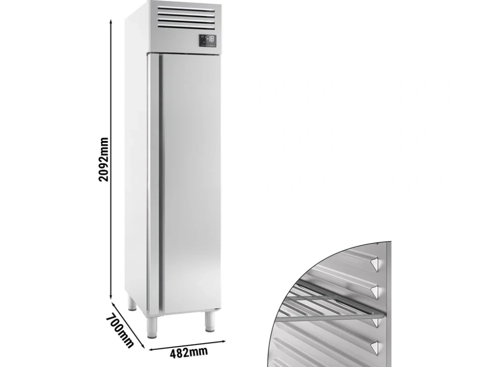 Nerezová mrazicí skříň PREMIUM PLUS - GN 1/1 - 325 L - Se 1 skleněnými dveřmi