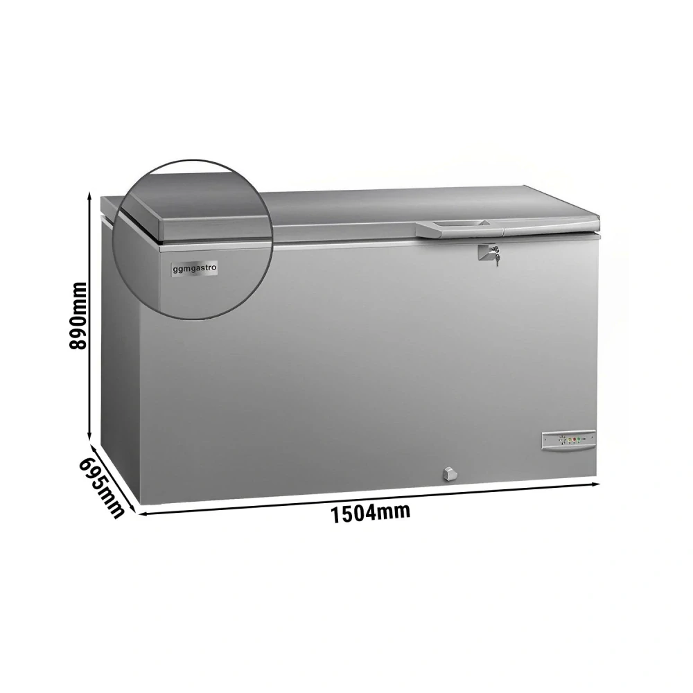 Truhlicový mrazák profi - 1500 mm - 402 l - Nerezové víko - vč. dělicí stěny