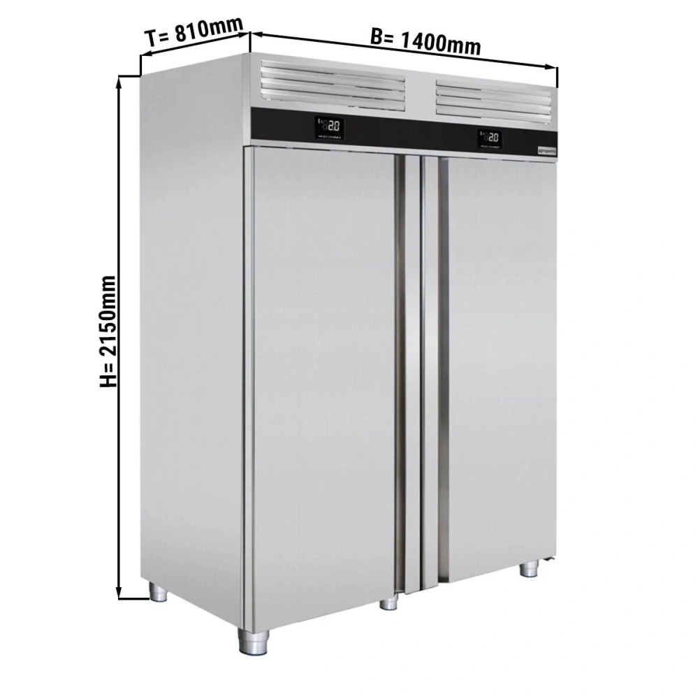Kombinovaná chladicí a mrazicí skříň PREMIUM - GN 2/1 - 1 400 l - až +8 °C - s 2 dveře - Digitální termostat; Ventilované chlazení; Automatické…