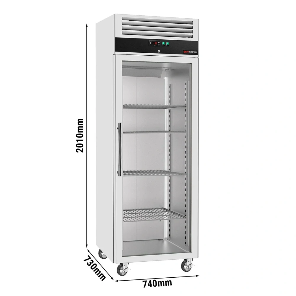 Nerezová mrazicí skříň ECO - 600 L - s 1 prosklenými dveřmi