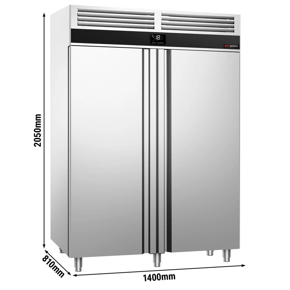 Nerezová mrazicí skříň PREMIUM - GN 2/1 - 1400 L - se 2 dveřmi
