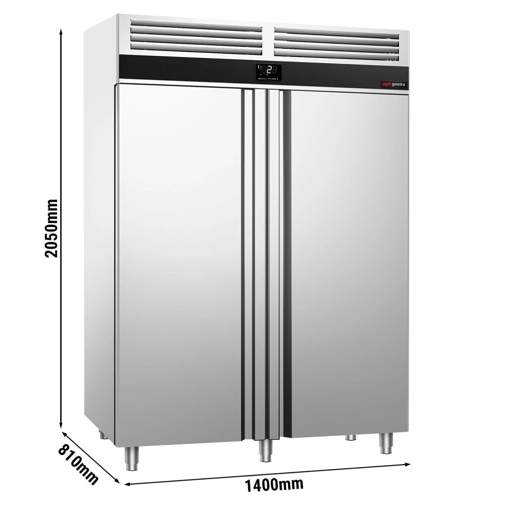 Nerezová chladicí skříň PREMIUM - GN 2/1 - 1 400 l - Se 2 dveřmi