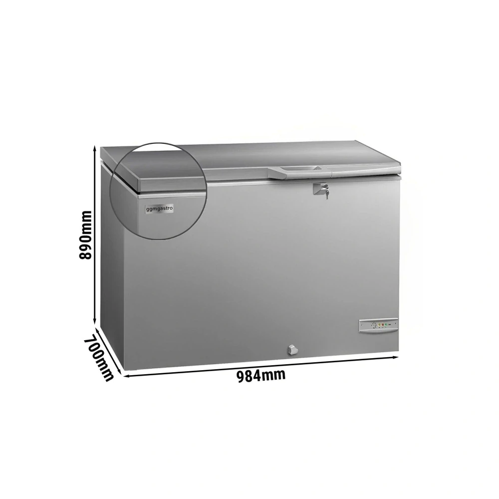 Truhlicový mrazák profi - 984x700 mm - 236 l - Nerezové víko - vč. dělicí stěny - Pro CZ