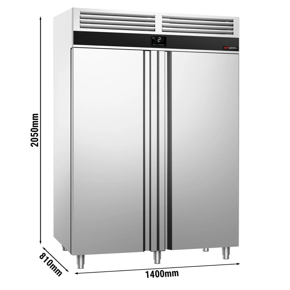 Nerezová skladovací lednice PREMIUM - 1400 L - s 2 prosklenými dveřmi
