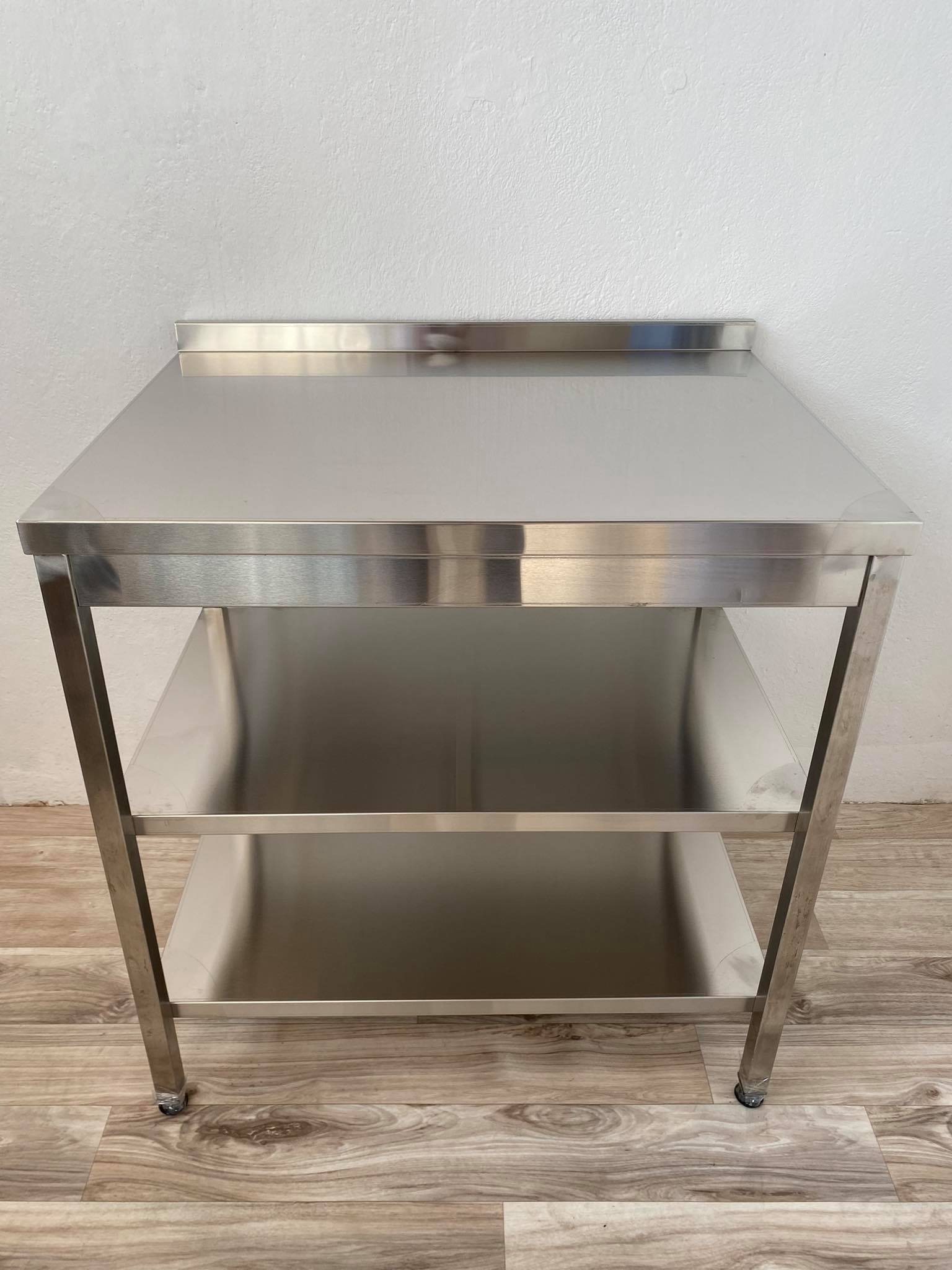 Nerezový stůl 2 police 110x60x85cm