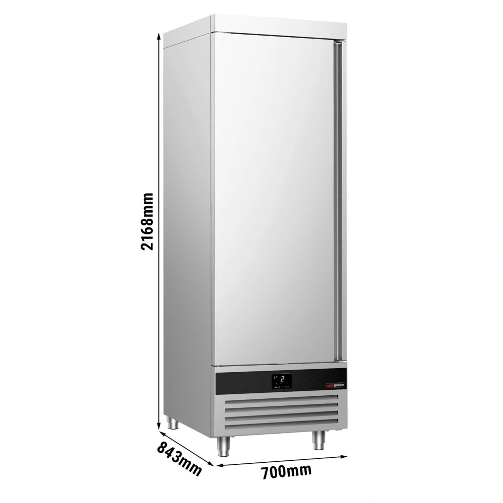 Nerezová chladicí skříň PREMIUM - GN 2/1 - 700 mm - 700 l - až +8 °C - s 1 dveře - Digitální termostat; Samozavírací dveře; Ventilované chlazení;…