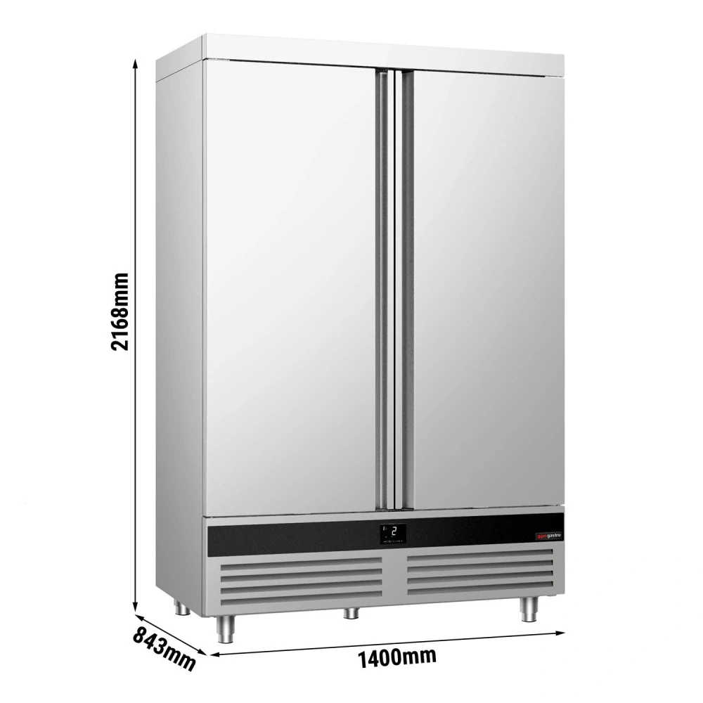 Nerezová chladicí skříň PREMIUM - GN 2/1 - 1 400 mm - 1400 l - až +8 °C - s 2 dveře