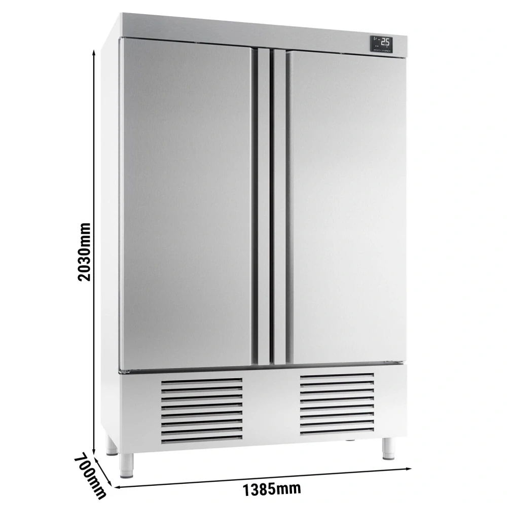 Nerezová chladicí skříň PREMIUM PLUS - GN 1/1 - 1385 mm - 1 110 l - až +8 °C - s 2 dveře - Digitální termostat; Samozavírací dveře; Ventilované…