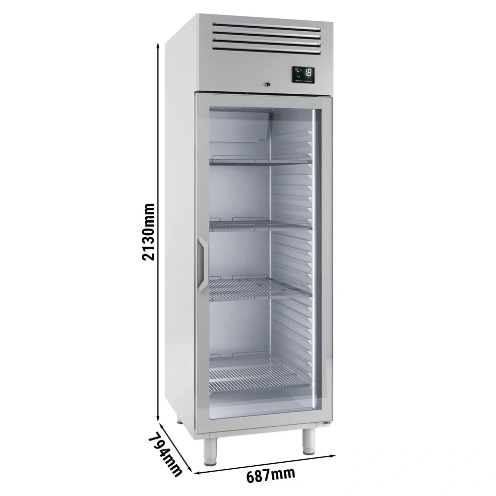Nerezová mrazicí skříň Premium PLUS - GN 2/1 - 560 L - s 1 skleněnými dveřmi