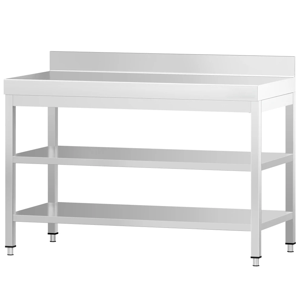 Nerezový stůl s 2 policemi 190x60x85cm