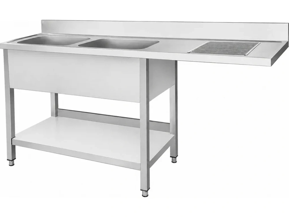 Dřezový stůl k myčce nádobí - 1 600 mm - 2 dřez vlevo - hloubka 600 mm
