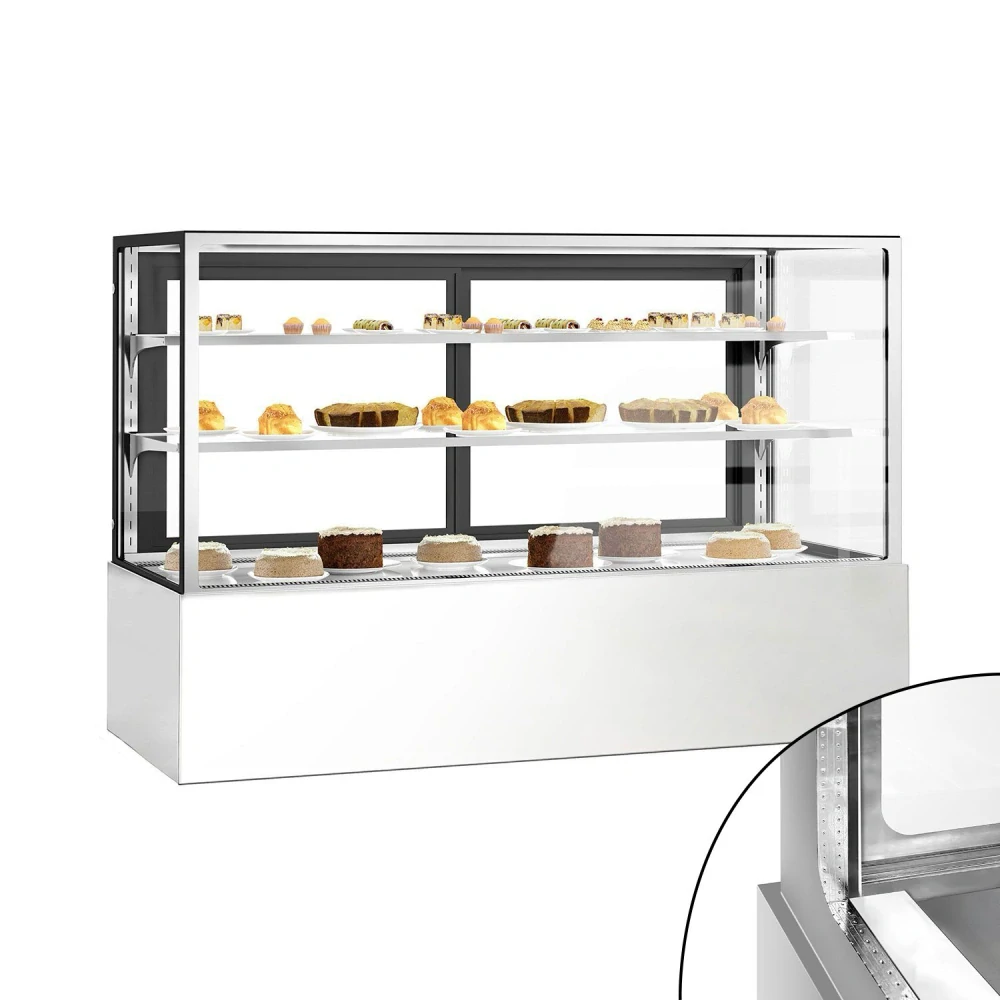 Cukrárenský pult 1,8 m - 2 police - přední sklo hranaté (LED)