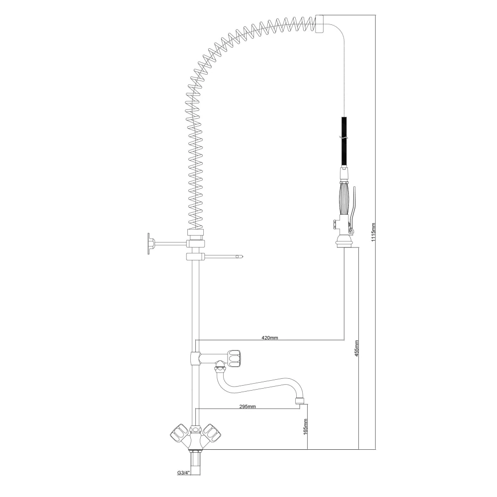 Jednootvorová sprcha na nádobí + směšovací baterie 6000