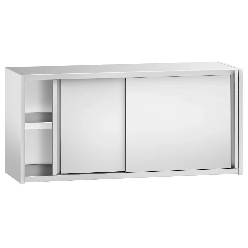 Nerezová nástěnná skříňka PREMIUM 1,4 m - s posuvnými dveřmi - výška 0,65 m