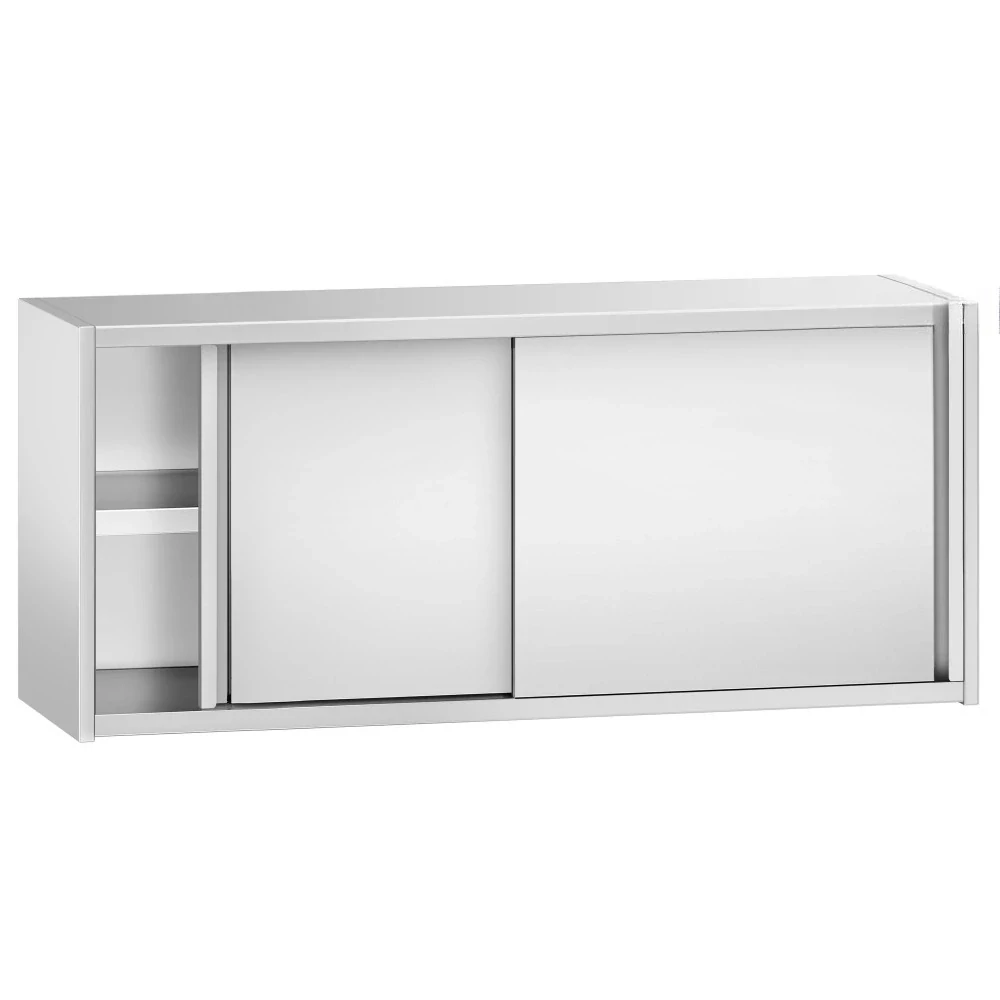 Nerezová nástěnná skříňka PREMIUM 1,6 m - s posuvnými dveřmi - výška 0,65 m