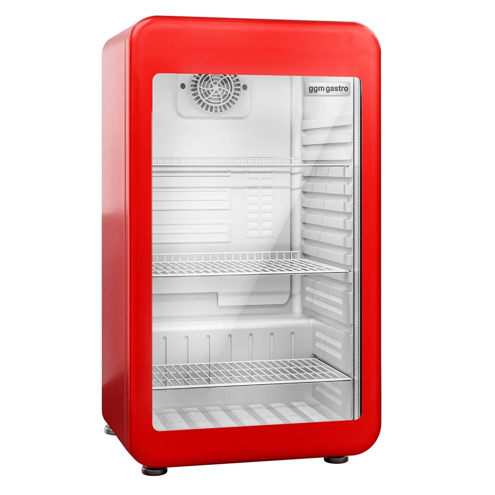 Mini barová lednice - 113L - s 1 skleněnými dveřmi - červená