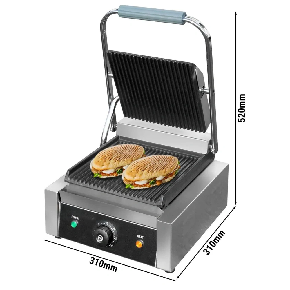 Kontaktní gril - 2,2 kW - nahoře & dole drážkovaný - grilovací plocha: 230x230mm