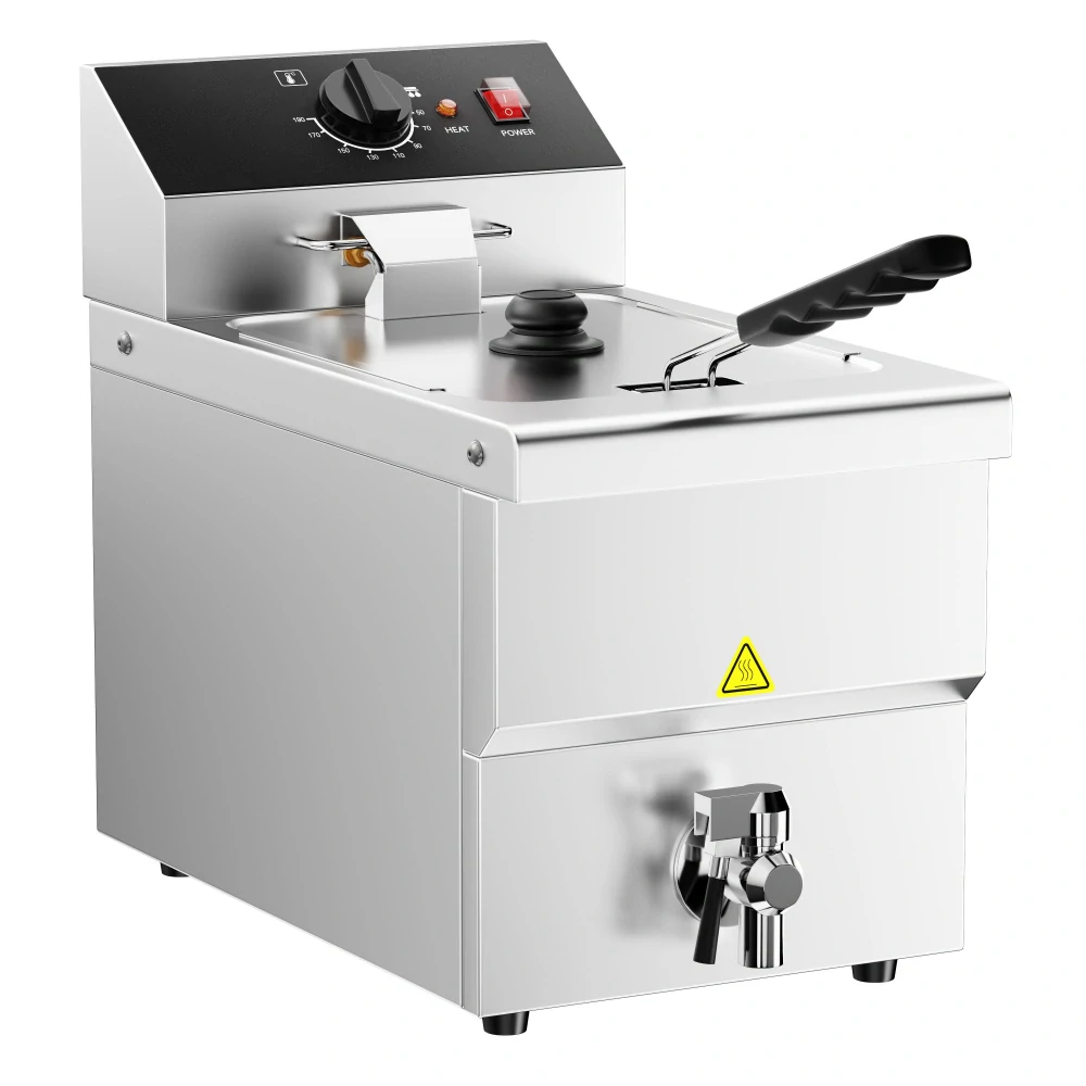 Elektrická fritéza - 300 mm - 8L - 3,25 kW - s vypouštěcím kohoutem