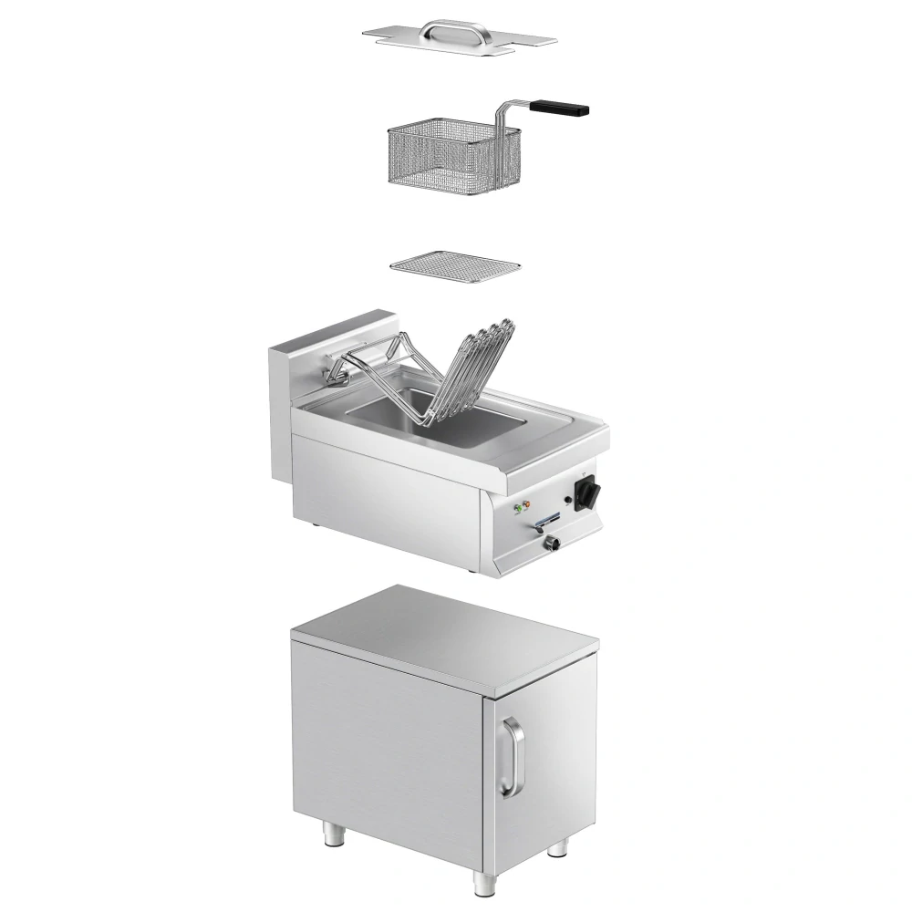 Elektrická fritéza - 10 litrů - 9 kW - vč. podstavce s 1 dvířky