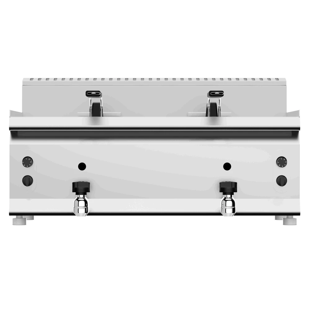 Plynová dvojitá fritéza - 8+8 litrů - 12 kW - s vypouštěcím kohoutem