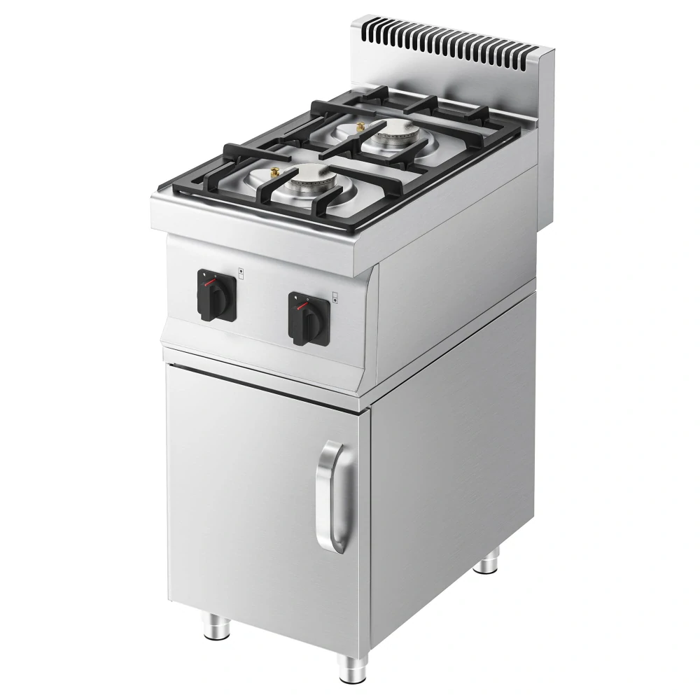 Plynový sporák - 2 hořáky (7 KW) s pilotním plamenem - vč. spodního dílu s 1 dveřmi