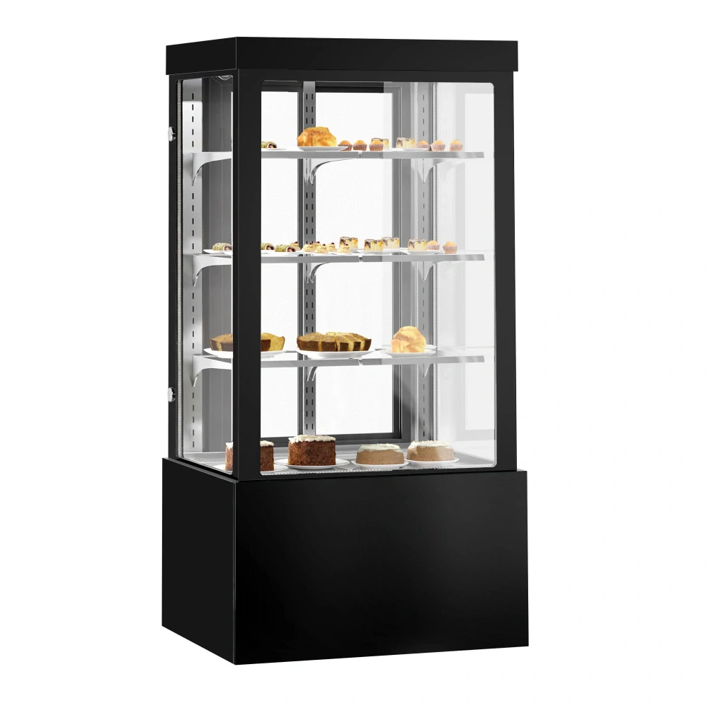 Cukrárenský pult Anna - pro 850 l - 1 000 mm - dvojité zasklení - s 3 policemi - černá