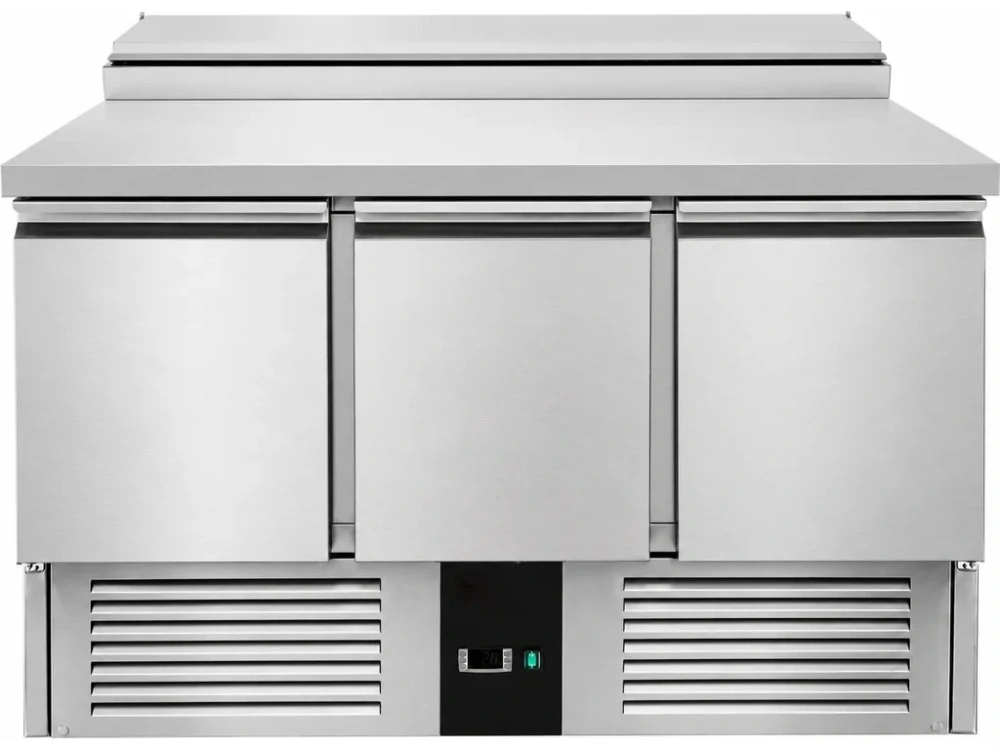 Saladeta / přípravný stůl se 3 dvířky a nerezovým krytem - pro 8x GN 1/6