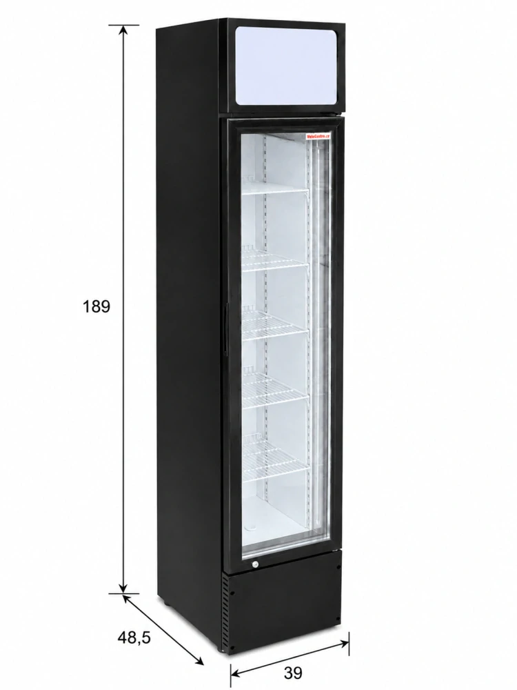 Prosklená chladicí lednice SLIM 160 l – úzká gastro lednice s LED osvětlením