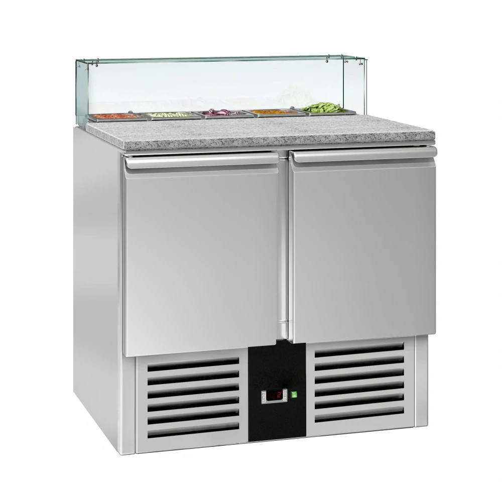 Saladeta PREMIUM - 900 mm - 2 dveře - se skleněným nástavcem pro 5x GN 1/6