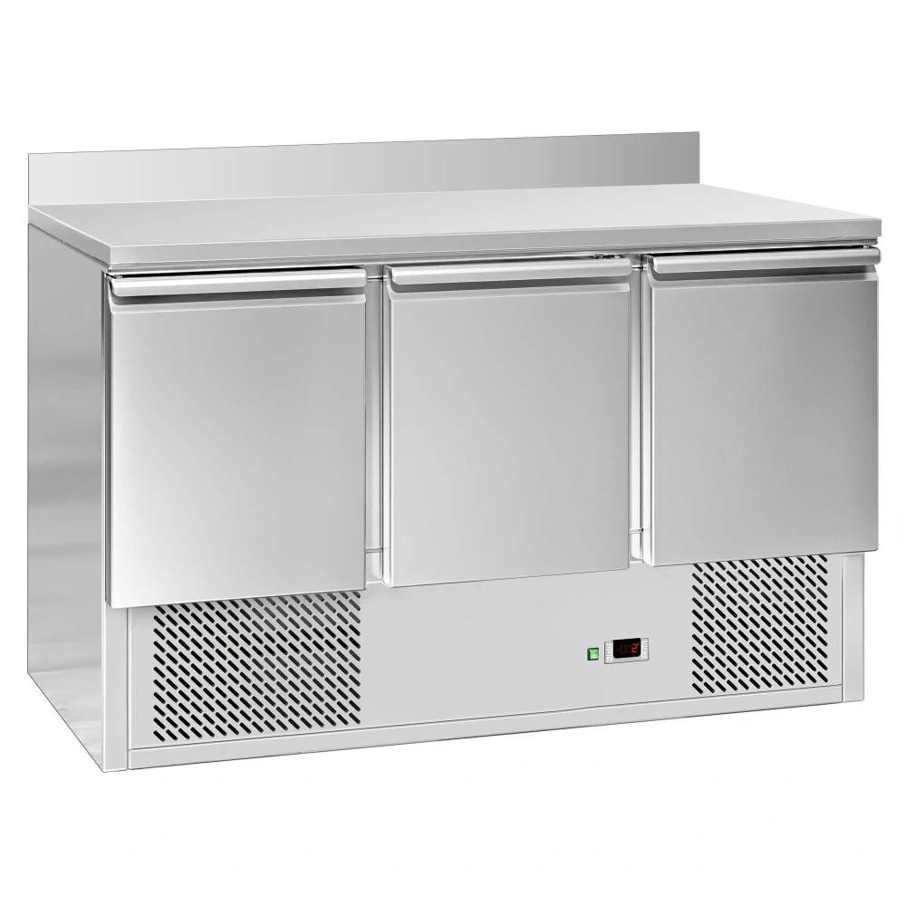 Chladicí stůl ECO - 1370x700 mm - se 3 dveřmi - zadní lištou