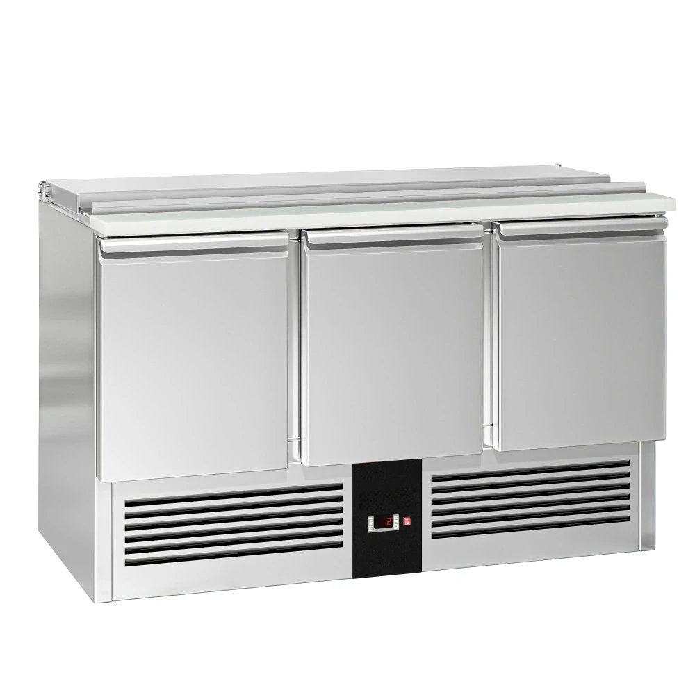 Saladeta PREMIUM - 1368 mm - 3 dveře - s nerezovým krytem pro 4x GN 1/1