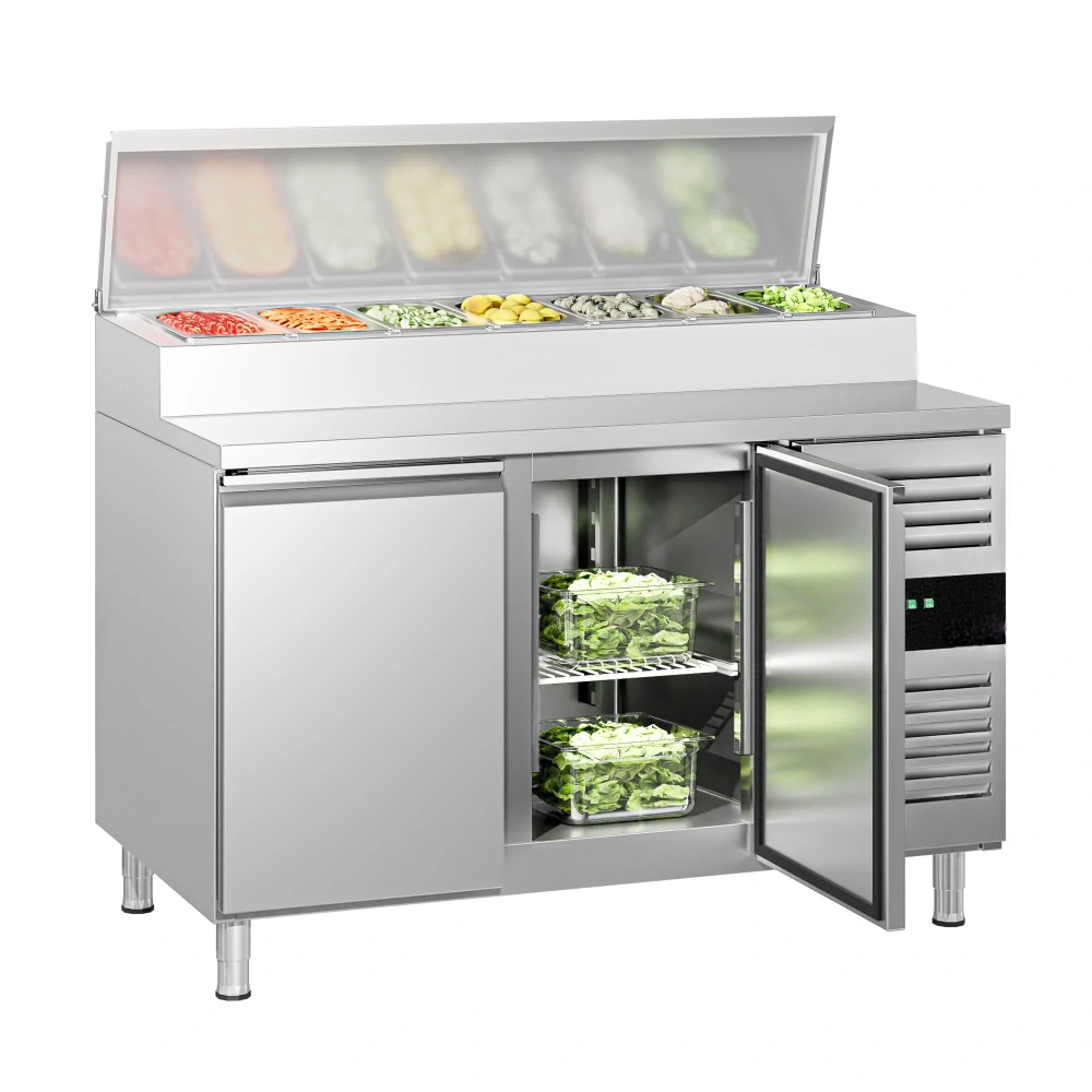 Přípravný chladicí stůl PREMIUM - 1510 mm - 2 dveře - pro 8× GN 1/3