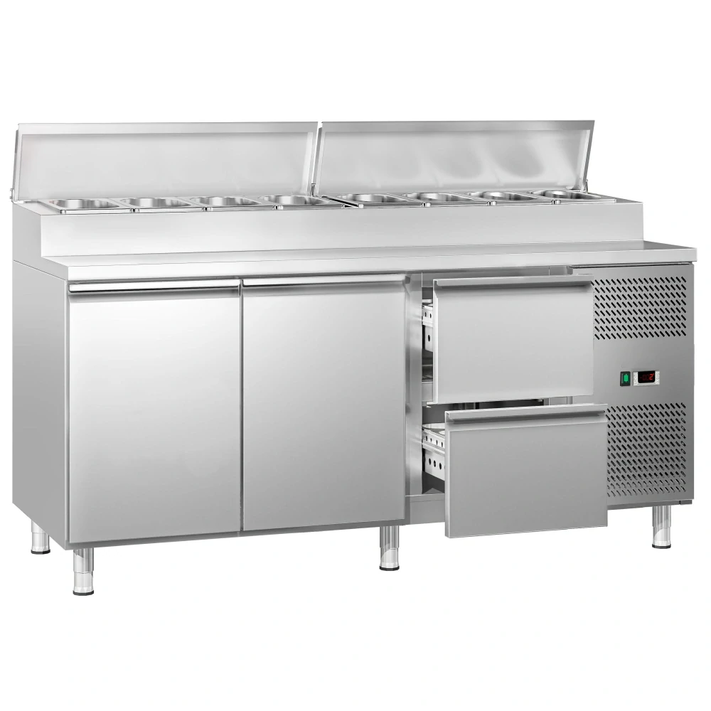 Přípravný stůl ECO - 1795 mm - 2 dveře & 2 zásuvky - Pro 8× GN 1/3