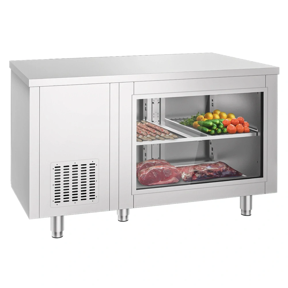Chladicí stůl - 1400x700x850 mm - 281 l - se skleněným čelem - s 2 dveřmi